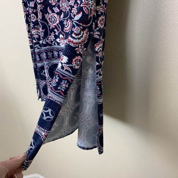 Talbots Womens XS Skirt Pull On Knit Maxi Floral Paisley Navy Boho Cottagecore - Picture 4 of 12